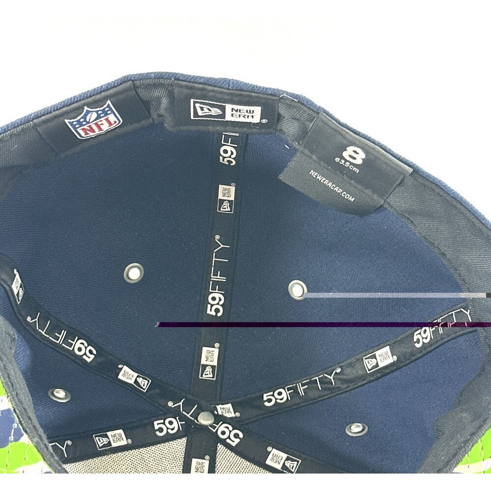 New Era 59FIFTY Seattle Seahawks Fitted Hat Size 8 NFL Cap Blue Gray Brim - Picture 9 of 9